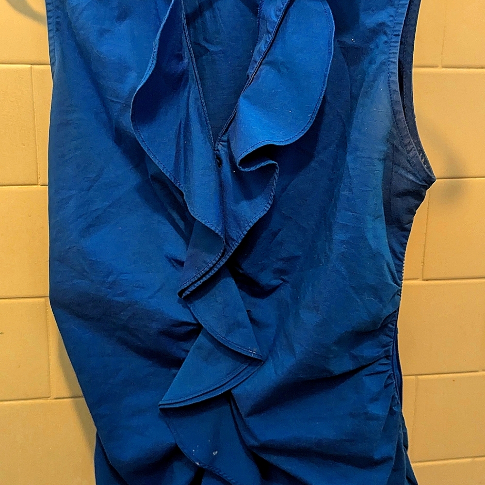 Sleeveless top with ruffles royal blue